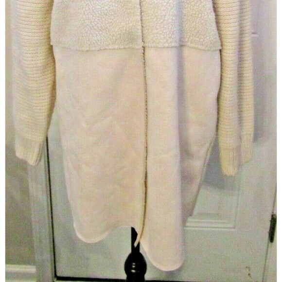 Dor Dor Couture Sweater Coat Sherpa Winter White Faux Suede Womens Size L - Picture 4 of 7